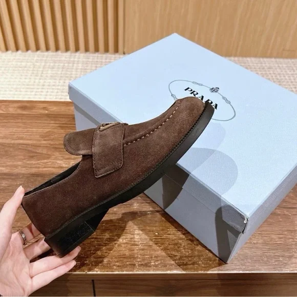 Prada Chocolate Suede Loafers - Picture 5 of 8